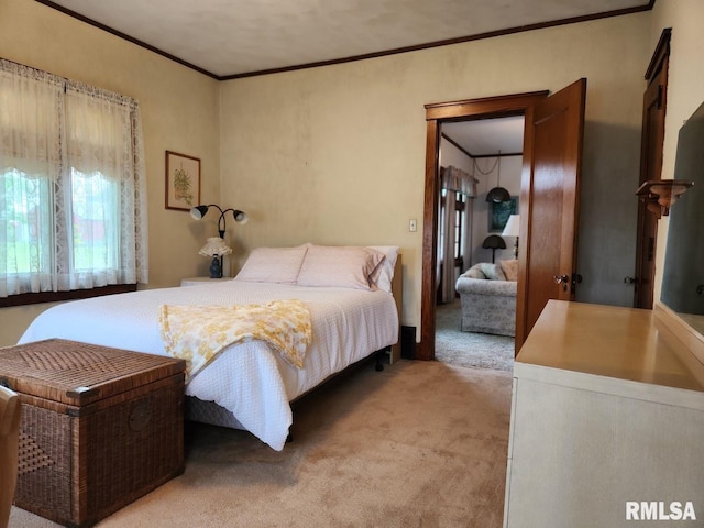 418 W Clinton St, Toulon, IL 61483 - bedroom with light carpet and ornamental molding