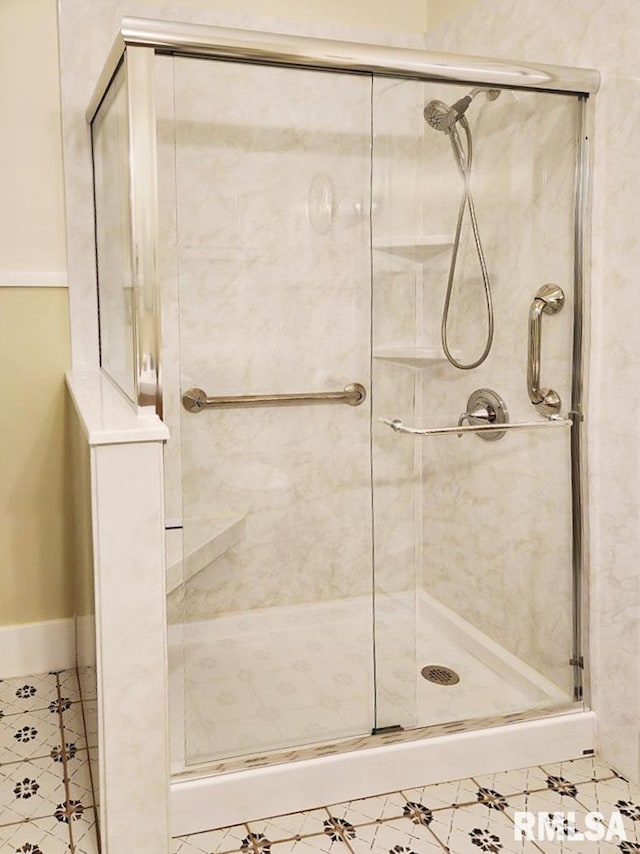 418 W Clinton St, Toulon, IL 61483 - full bathroom featuring a stall shower and tile patterned floors