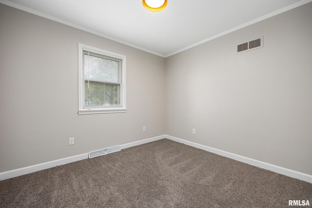 208 W Graze Ave, Dunlap, IL 61525 - spare room featuring ornamental molding, baseboards, and dark colored carpet