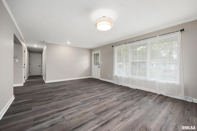 208 W Graze Ave, Dunlap, IL 61525 - unfurnished room featuring crown molding, dark wood-type flooring, baseboards, and recessed lighting