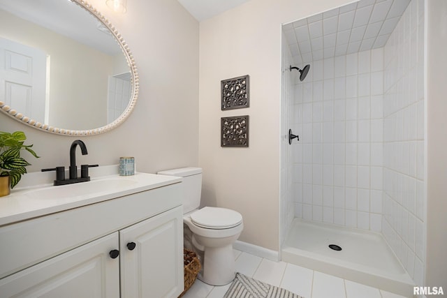 3348 W Lisa Ln, Peoria, IL 61615 - bathroom featuring toilet, vanity, tile patterned flooring, and a tile shower
