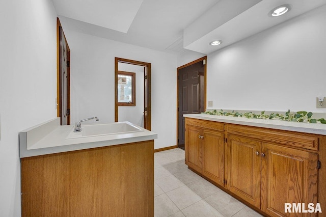 1220 S Main St, Morton, IL 61550 - full bathroom with vanity and tile patterned floors