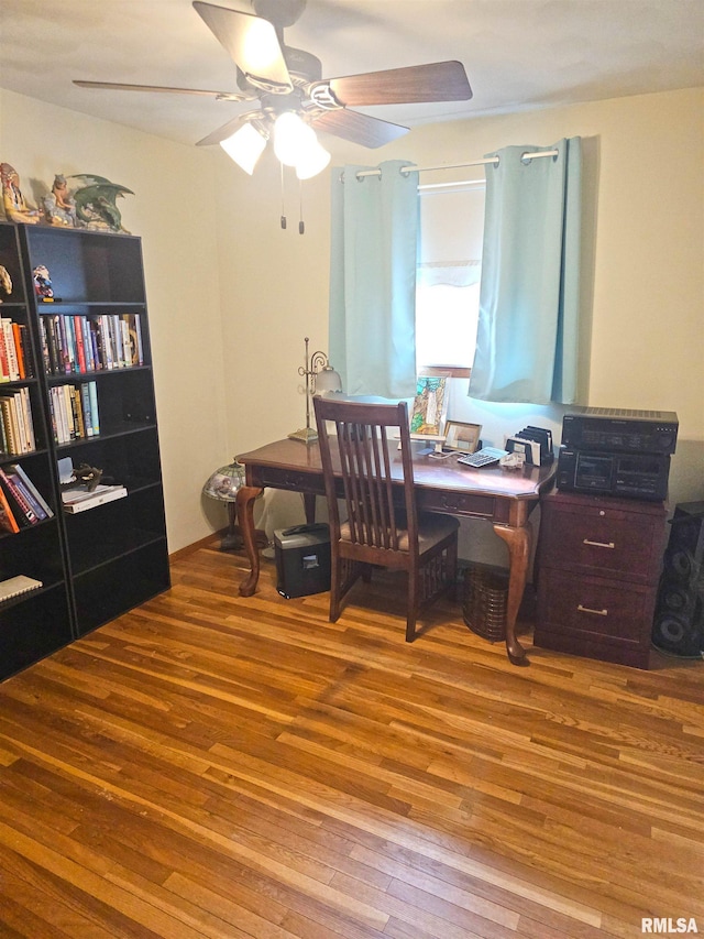 3303 W Chartwell Rd, Peoria, IL 61614 - office area featuring wood-type flooring and a ceiling fan