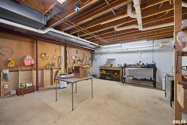 131 Lakeside Pl, Dahinda, IL 61428 - unfinished basement featuring a workshop area