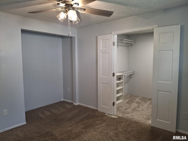 1907 Chicory Rd, Pekin, IL 61554 - unfurnished bedroom featuring carpet flooring, a textured ceiling, a closet, and ceiling fan