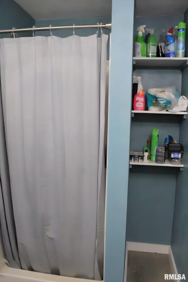 16338 E Red Maple Ln, Lewistown, IL 61542 - bathroom featuring a shower with curtain