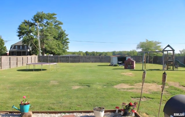 16338 E Red Maple Ln, Lewistown, IL 61542 - view of yard with a trampoline and a playground