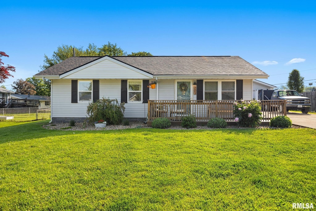 203 S Meadowview Ln, Washington, IL 61571 - ranch-style house with a shingled roof and covered porch