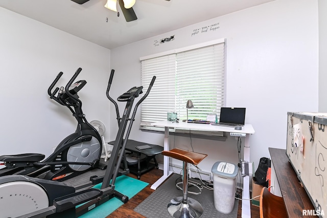 1202 W Purtscher Dr, Peoria, IL 61614 - workout area with ceiling fan and wood finished floors