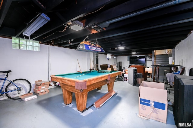 1202 W Purtscher Dr, Peoria, IL 61614 - game room with billiards table and finished concrete floors