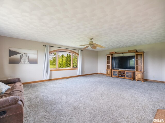 26620 Schuck Rd, Washington, IL 61571 - unfurnished living room featuring baseboards, carpet, and a ceiling fan
