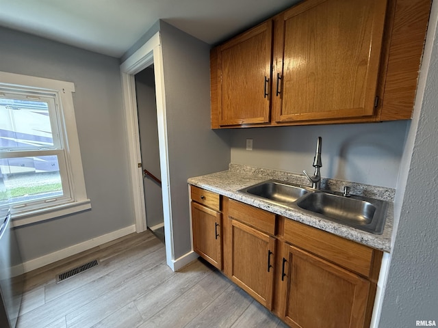 210 Minch St, South Pekin, IL 61564 - kitchen with a sink, light wood-type flooring, brown cabinetry, and light countertops