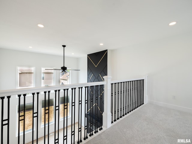 112 Shannon Hills Dr, Washington, IL 61571 - corridor with recessed lighting, carpet floors, an upstairs landing, and baseboards
