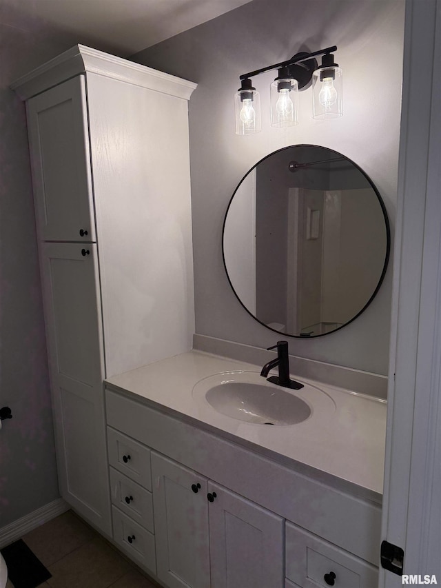 4170 E 1200th St, Macomb, IL 61455 - bathroom with vanity and tile patterned floors