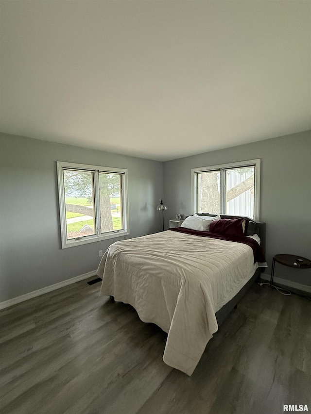 4170 E 1200th St, Macomb, IL 61455 - bedroom featuring multiple windows, dark wood-type flooring, and baseboards