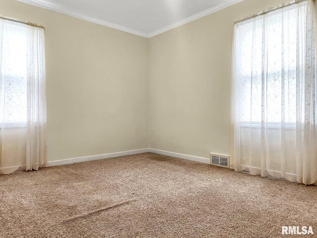 419 S Franklin St, Toulon, IL 61483 - carpeted spare room featuring ornamental molding, healthy amount of natural light, and baseboards