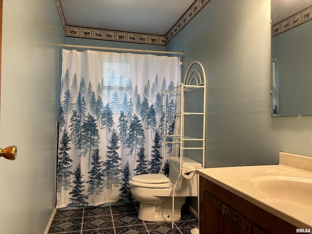 6 Bay Shore Dr, Lacon, IL 61540 - full bath with vanity, toilet, curtained shower, and baseboards