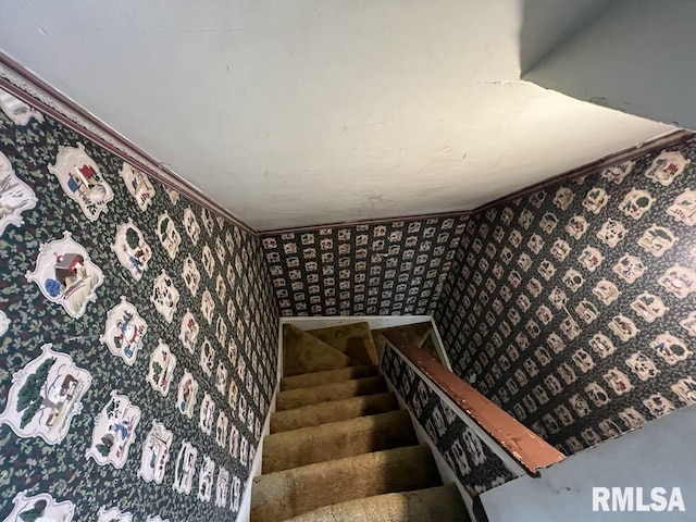 102 W 1st St, Table Grove, IL 61482 - staircase with crown molding