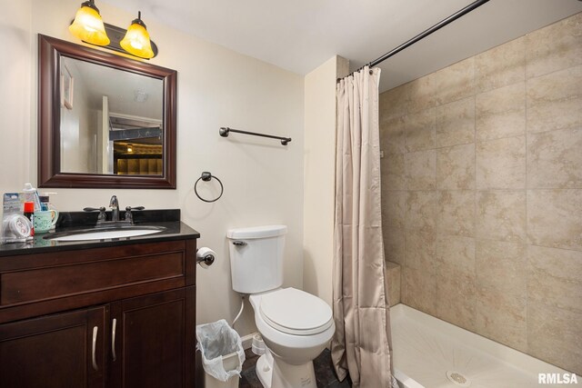 1614 W Columbia Ter, Peoria, IL 61606 - bathroom with toilet, vanity, and tiled shower