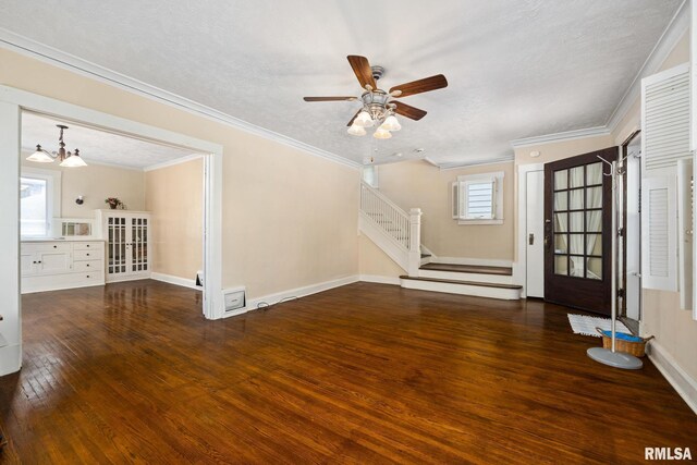 1614 W Columbia Ter, Peoria, IL 61606 - foyer featuring wood-type flooring, stairs, ceiling fan, ornamental molding, and baseboards