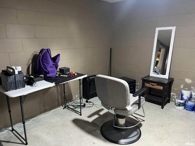 313 N Edwards St, Macomb, IL 61455 - miscellaneous room with concrete floors and concrete block wall