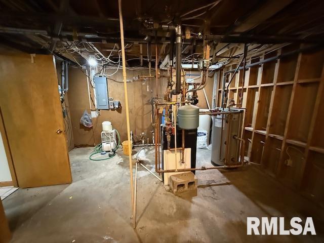 1 Marty Ln, Macomb, IL 61455 - unfinished basement featuring water heater and electric panel