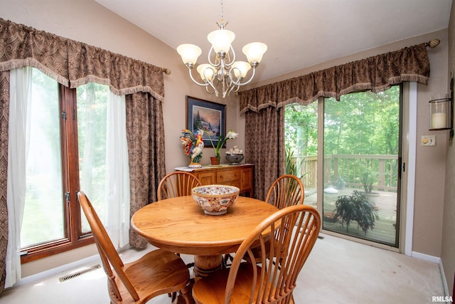 32 Black Partridge Run, Hopewell, IL 61565 - dining room with a chandelier and vaulted ceiling