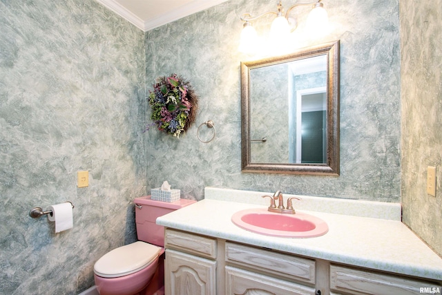 32 Black Partridge Run, Hopewell, IL 61565 - half bathroom featuring vanity and crown molding