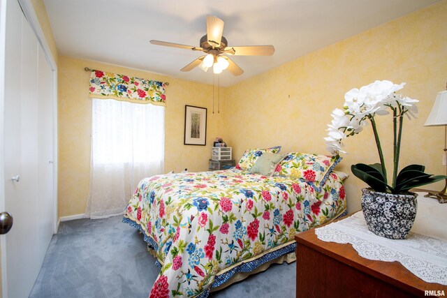 32 Black Partridge Run, Hopewell, IL 61565 - carpeted bedroom with a closet and a ceiling fan