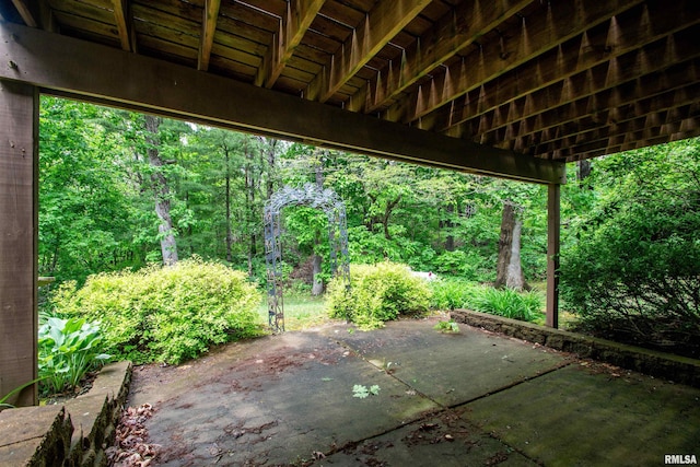 32 Black Partridge Run, Hopewell, IL 61565 - view of patio featuring a forest view