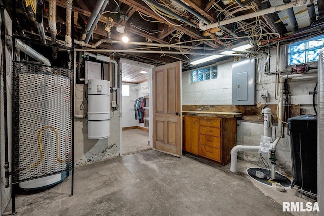 701 E Pearl St, Tremont, IL 61568 - basement with electric panel, a central vacuum unit, and plenty of natural light