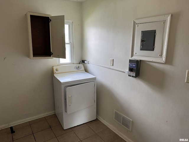 4405 Silvis Rd, Bartonville, IL 61607 - laundry room featuring washer / clothes dryer, electric panel, baseboards, and tile patterned floors