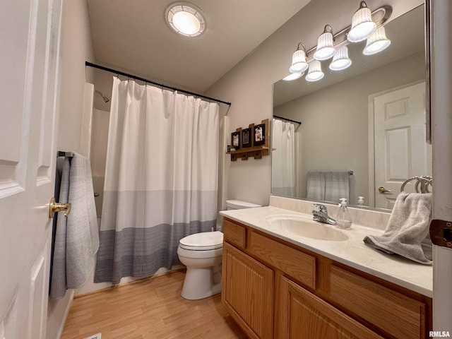1041 Hawthorn Rdg, Macomb, IL 61455 - full bath featuring toilet, wood finished floors, vanity, and a shower with shower curtain