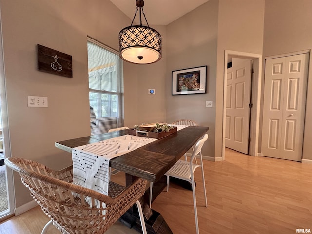 1041 Hawthorn Rdg, Macomb, IL 61455 - dining area featuring light wood-style flooring, baseboards, and high vaulted ceiling