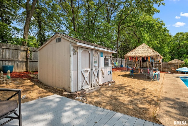4517 W Hetherwood Dr, Peoria, IL 61615 - view of shed with a gazebo and a fenced backyard