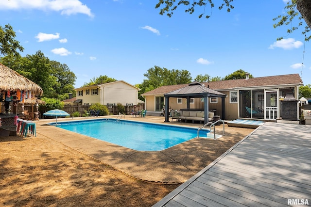 4517 W Hetherwood Dr, Peoria, IL 61615 - view of swimming pool with a gazebo, outdoor lounge area, and a patio area