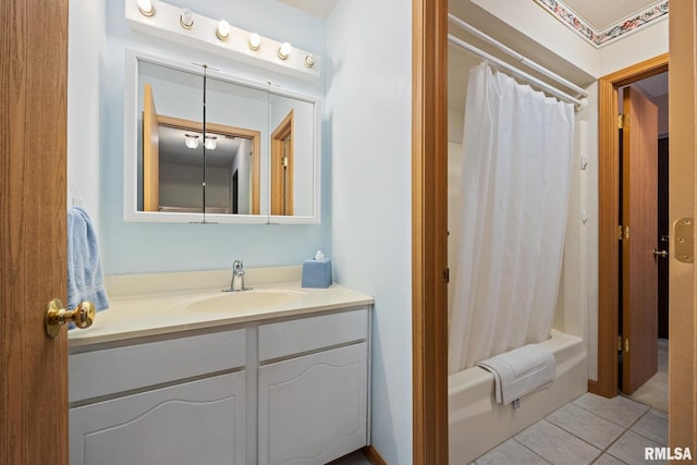 6500 N Allen Rd Unit 62, Peoria, IL 61614 - bathroom with vanity, tile patterned flooring, and shower / bath combination with curtain