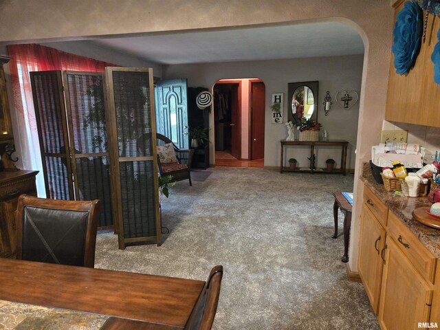 16324 E Cherokee Rd, Cuba, IL 61427 - carpeted living room featuring arched walkways