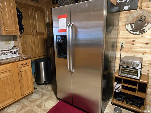 16324 E Cherokee Rd, Cuba, IL 61427 - kitchen featuring stainless steel refrigerator with ice dispenser and light floors