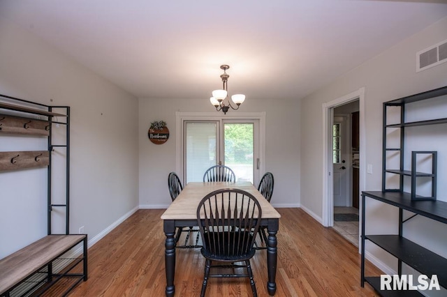 5232 N Merrimac Ave, Peoria, IL 61614 - dining room with a chandelier, wood finished floors, and baseboards
