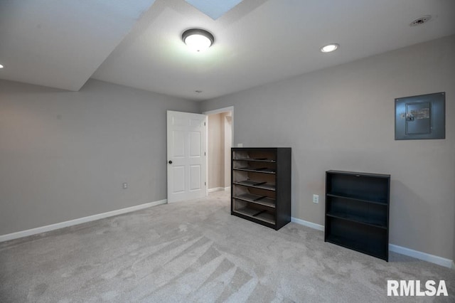 5232 N Merrimac Ave, Peoria, IL 61614 - unfurnished bedroom featuring carpet flooring, baseboards, electric panel, and recessed lighting