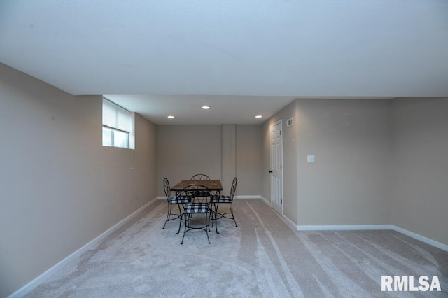 5232 N Merrimac Ave, Peoria, IL 61614 - dining space featuring carpet flooring, baseboards, and recessed lighting