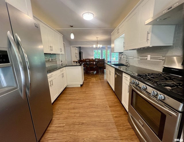 283 Old Germantown Rd, East Peoria, IL 61611 - kitchen featuring appliances with stainless steel finishes, under cabinet range hood, white cabinets, and a sink