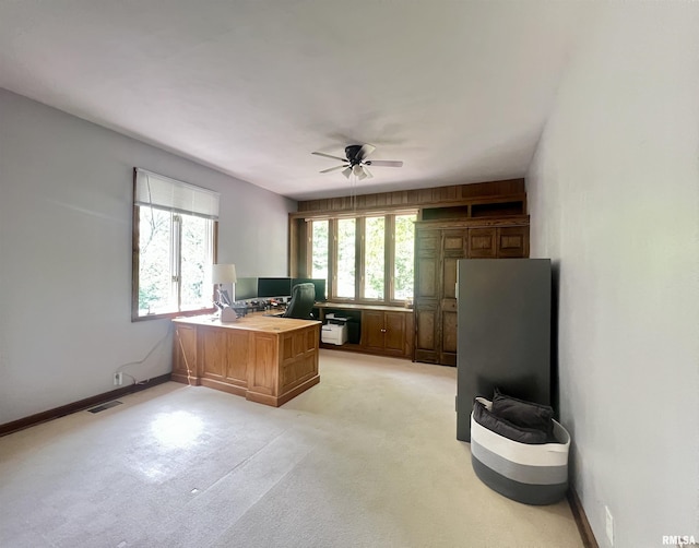 283 Old Germantown Rd, East Peoria, IL 61611 - office with a ceiling fan, light carpet, and baseboards