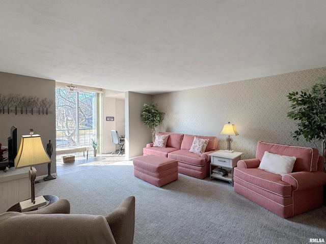 4444 N Knoxville Ave Unit 301, Peoria, IL 61614 - carpeted living area featuring wallpapered walls