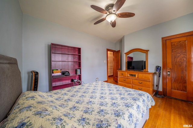 602 W Adams St, Abingdon, IL 61410 - bedroom with wood finished floors and ceiling fan