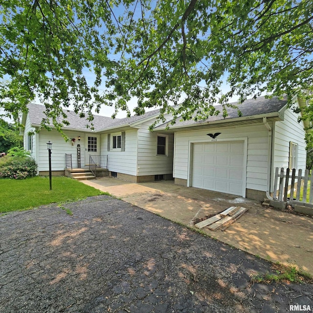 4928 W Farmington Rd, Peoria, IL 61604 - ranch-style home with a garage, driveway, and a shingled roof