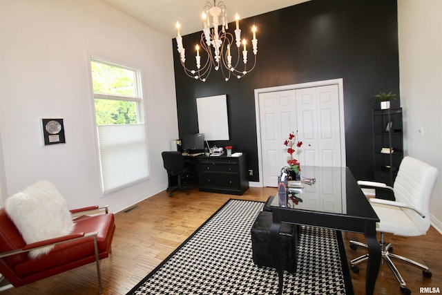 1964 Chestnut Ln, Washington, IL 61571 - office area featuring a chandelier and light wood finished floors