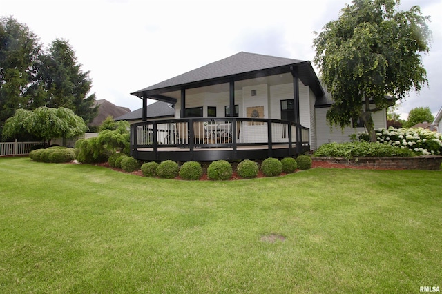 1964 Chestnut Ln, Washington, IL 61571 - rear view of property with a yard, a deck, and roof with shingles