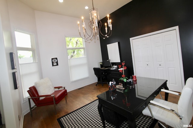 1964 Chestnut Ln, Washington, IL 61571 - office space with a chandelier, wood finished floors, and recessed lighting